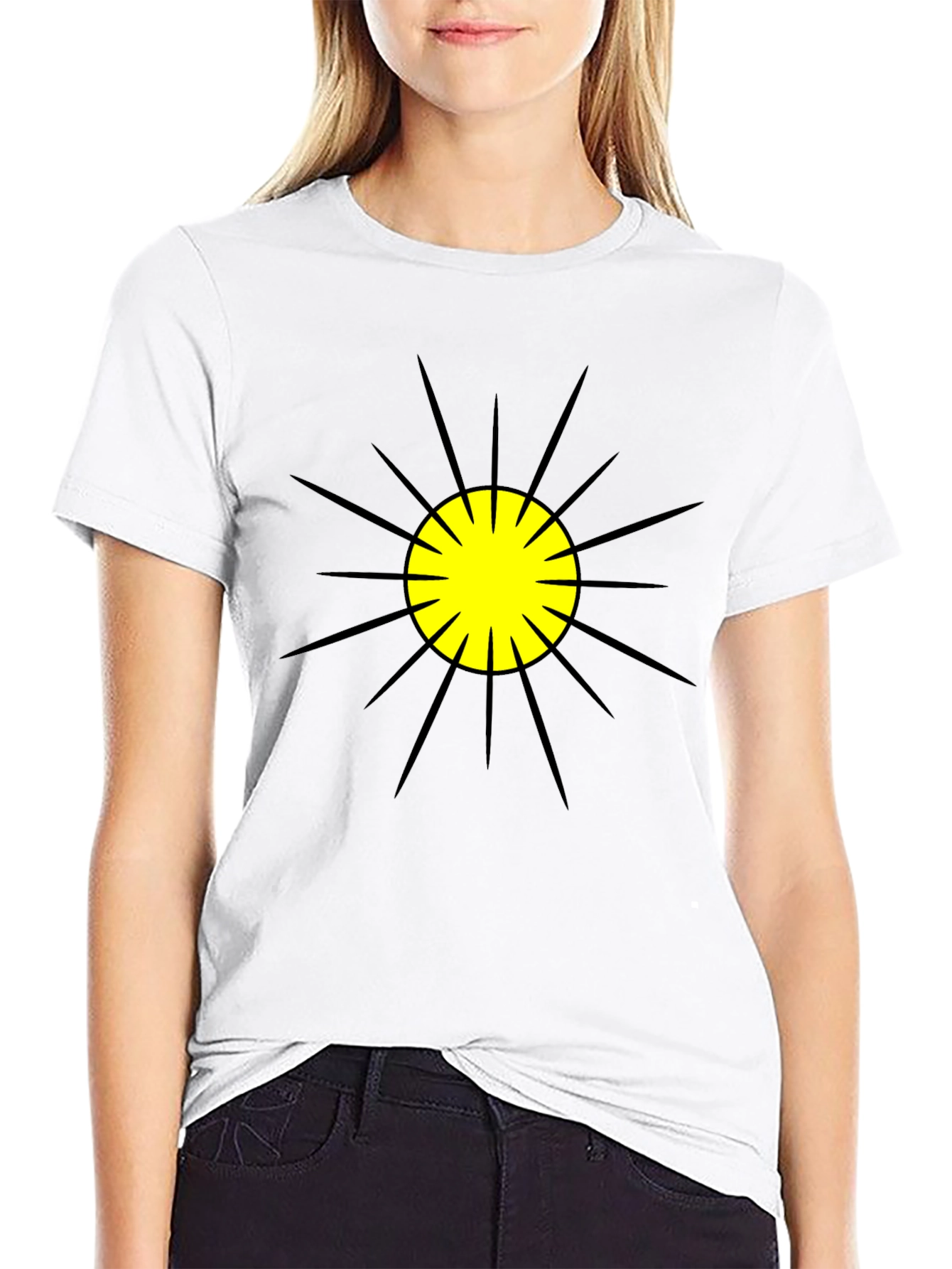 Black T-Shirt with Sunburst Graphic