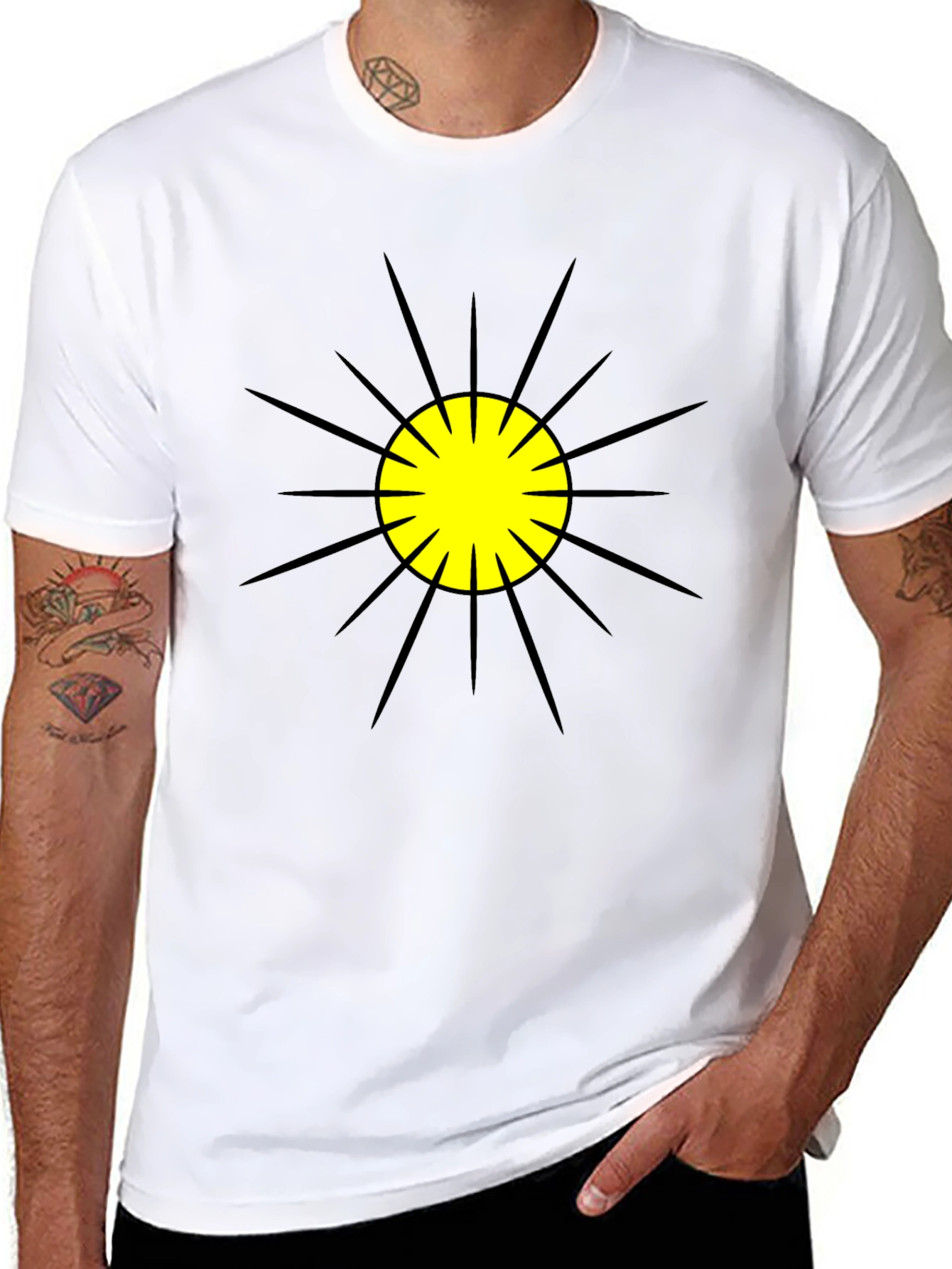 Black T-Shirt with Sunburst Graphic