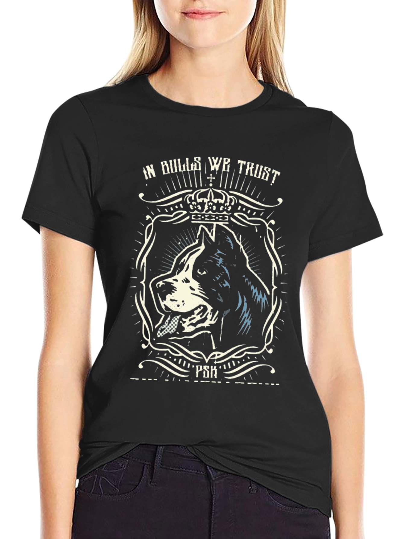In Bulls We Trust Pitbull Graphic Tee - Black