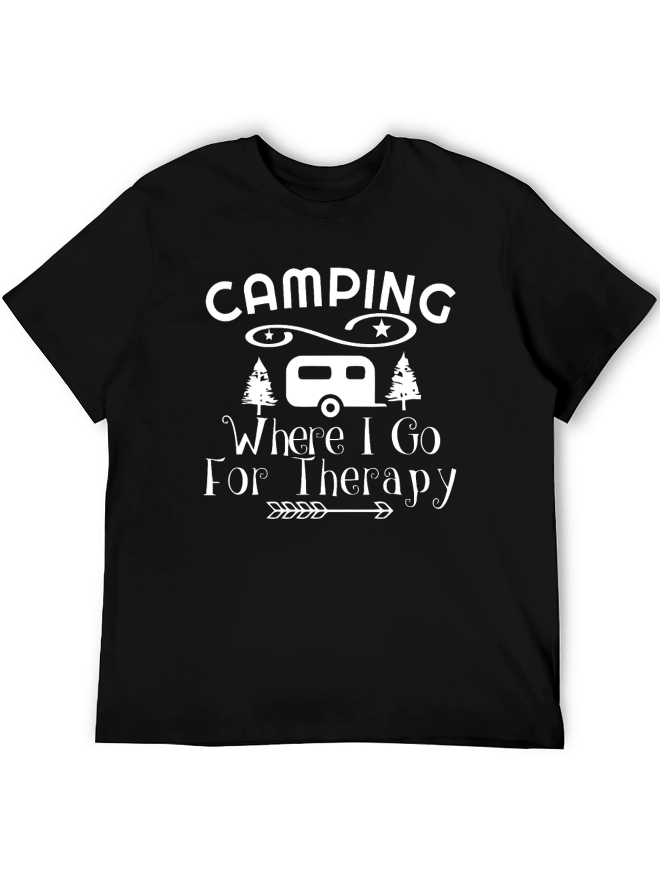 Camping Therapy Tee - Black Cotton Graphic T-Shirt