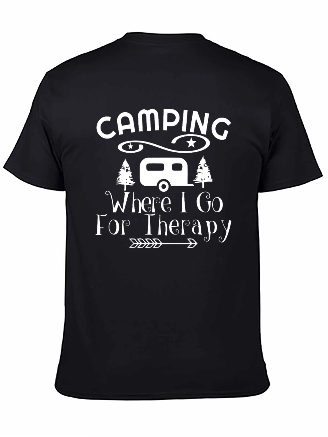 Camping Therapy Tee - Black Cotton Graphic T-Shirt