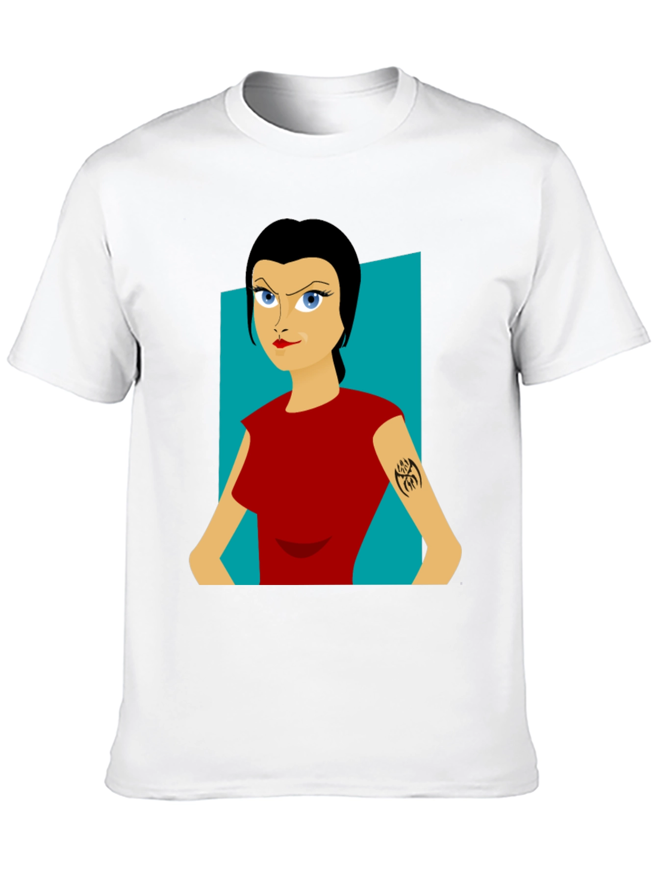 Cartoon Woman Graphic Tee - Black