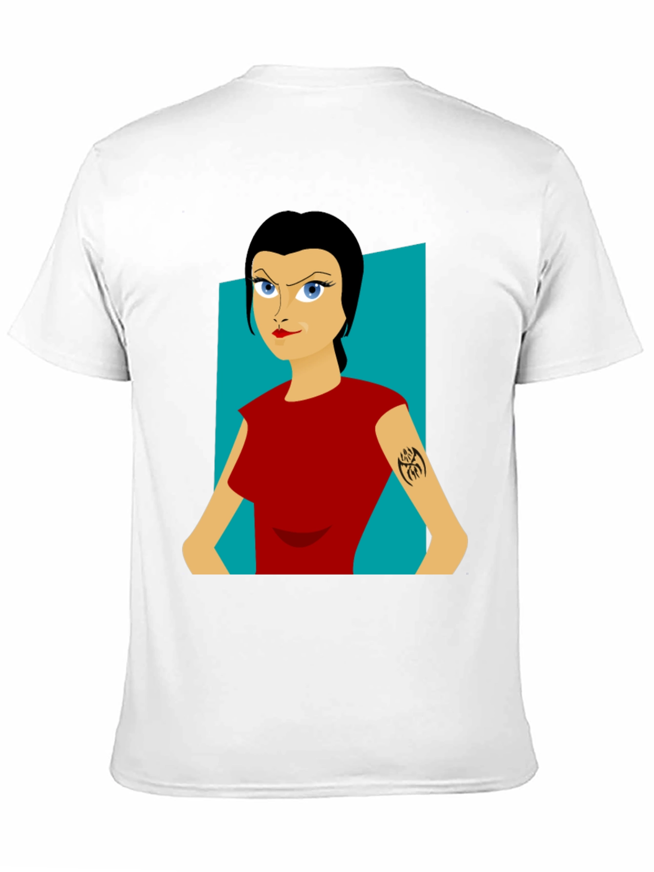 Cartoon Woman Graphic Tee - Black