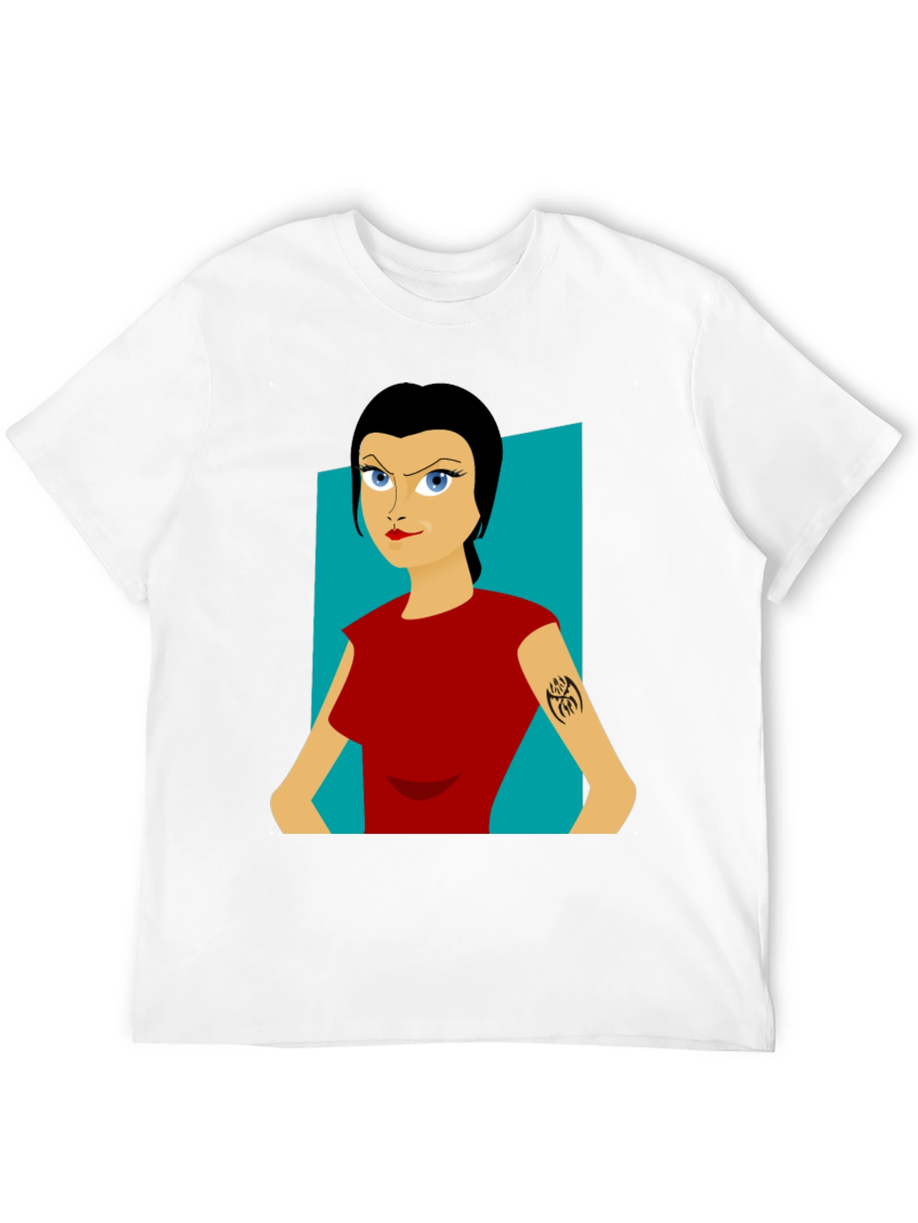 Cartoon Woman Graphic Tee - Black