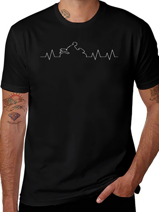 Motorcycle Heartbeat T-Shirt - Black