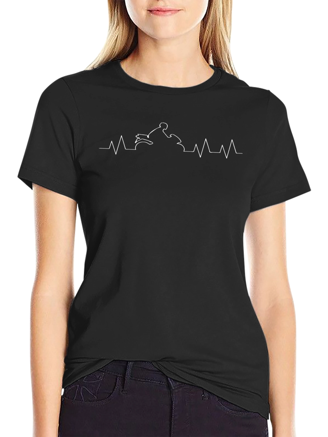 Motorcycle Heartbeat T-Shirt - Black