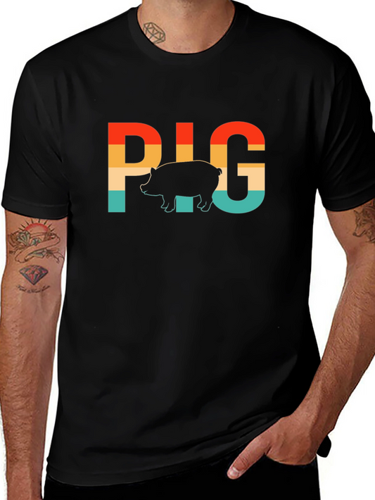 Retro Pig Graphic T-Shirt - Farm Animal Tee