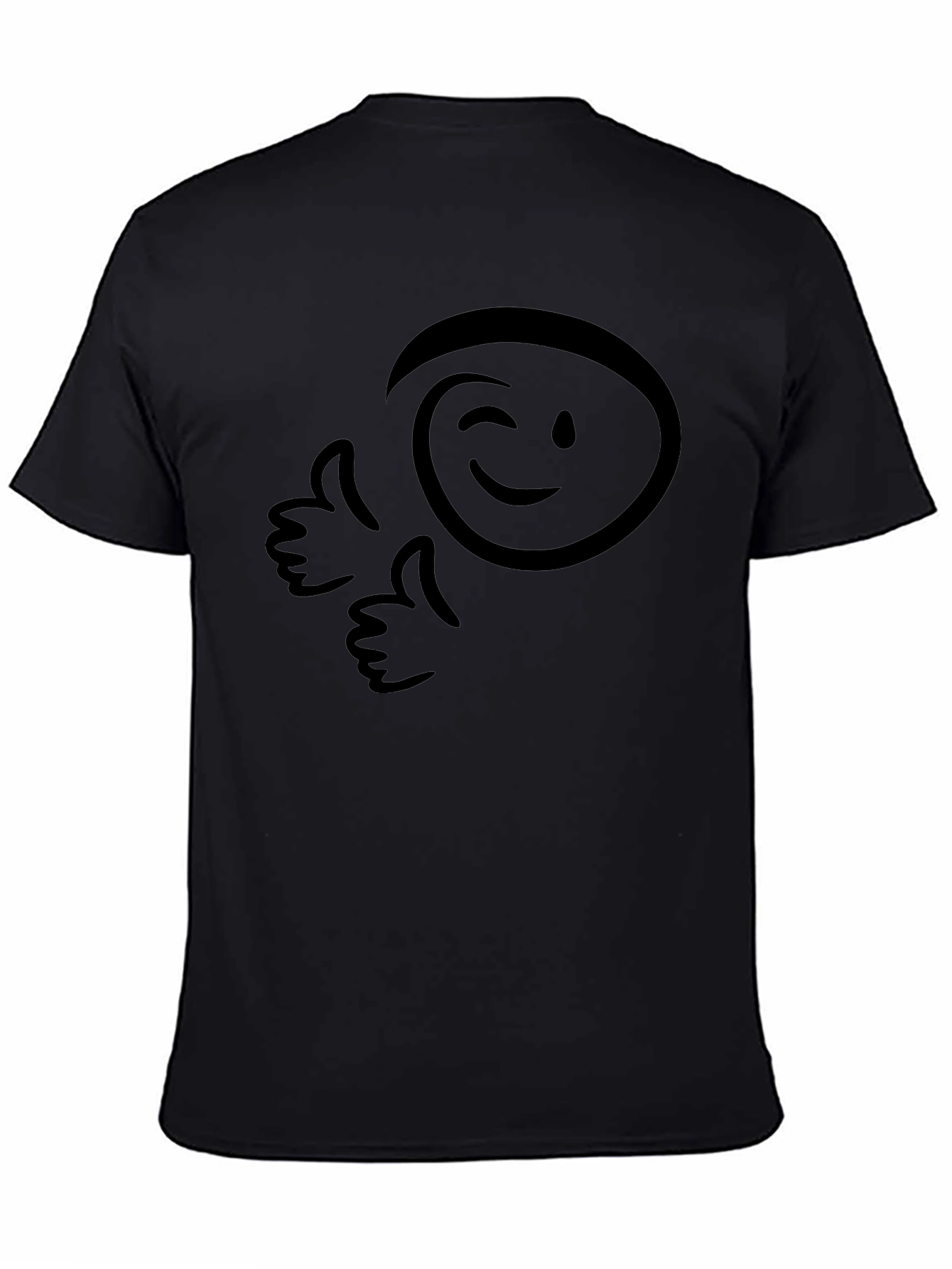Winking Smiley Graphic Tee - Black Cotton Comfort