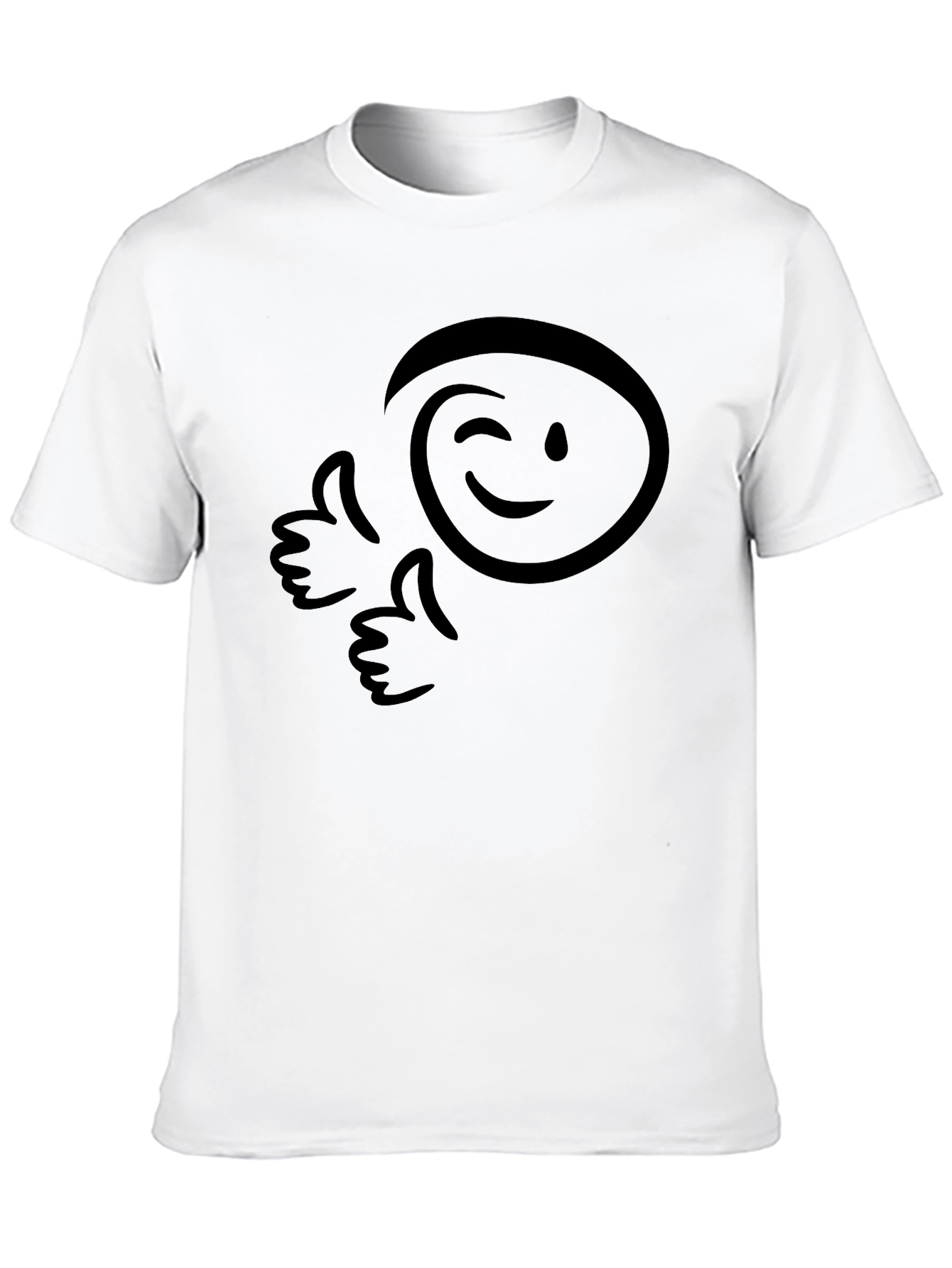 Winking Smiley Graphic Tee - Black Cotton Comfort
