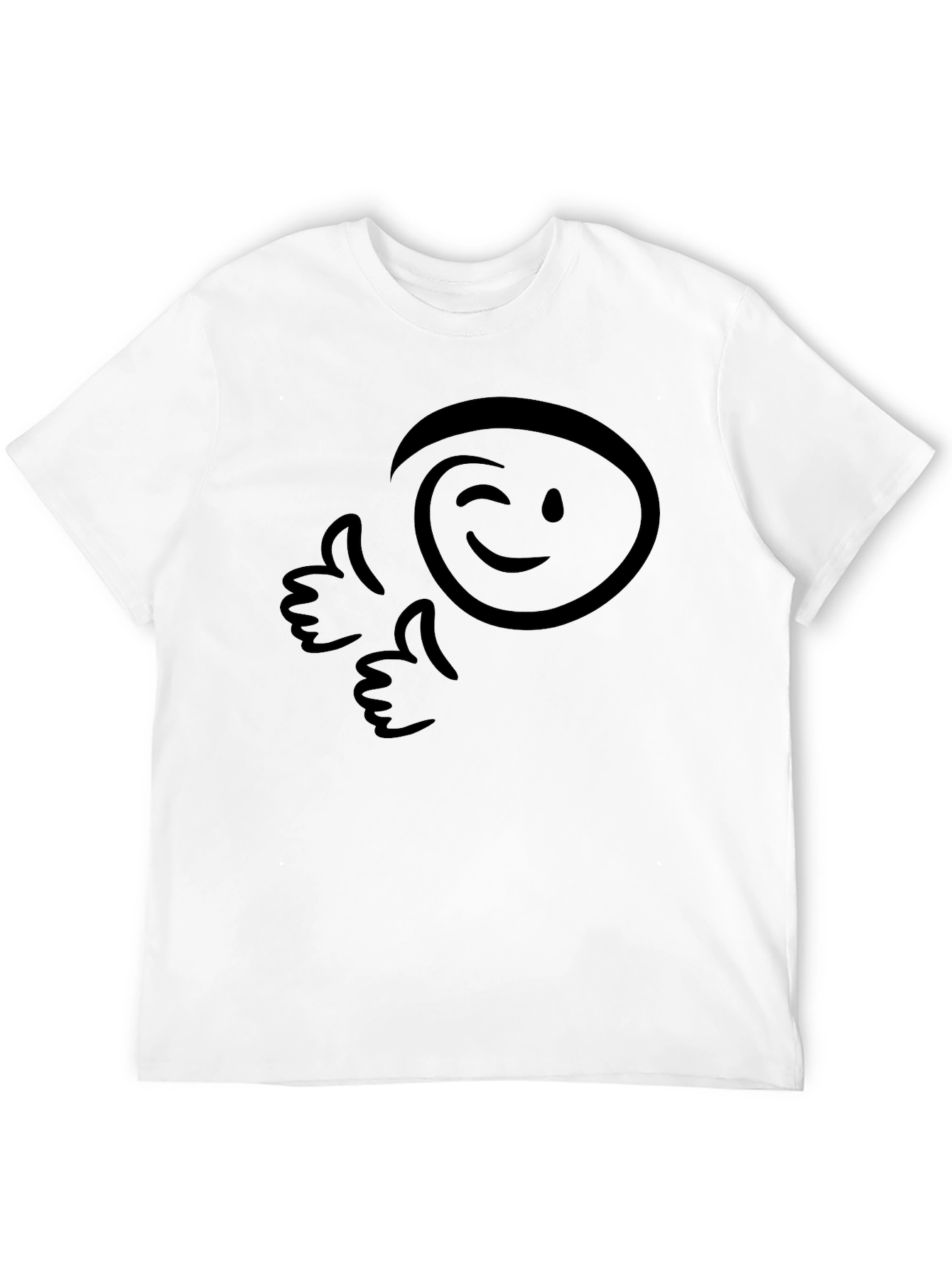 Winking Smiley Graphic Tee - Black Cotton Comfort