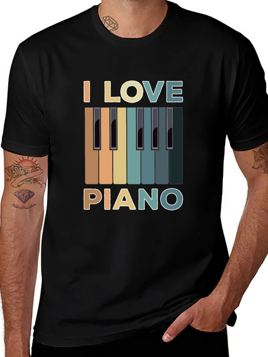 I Love Piano Graphic T-Shirt - Music Lover Tee
