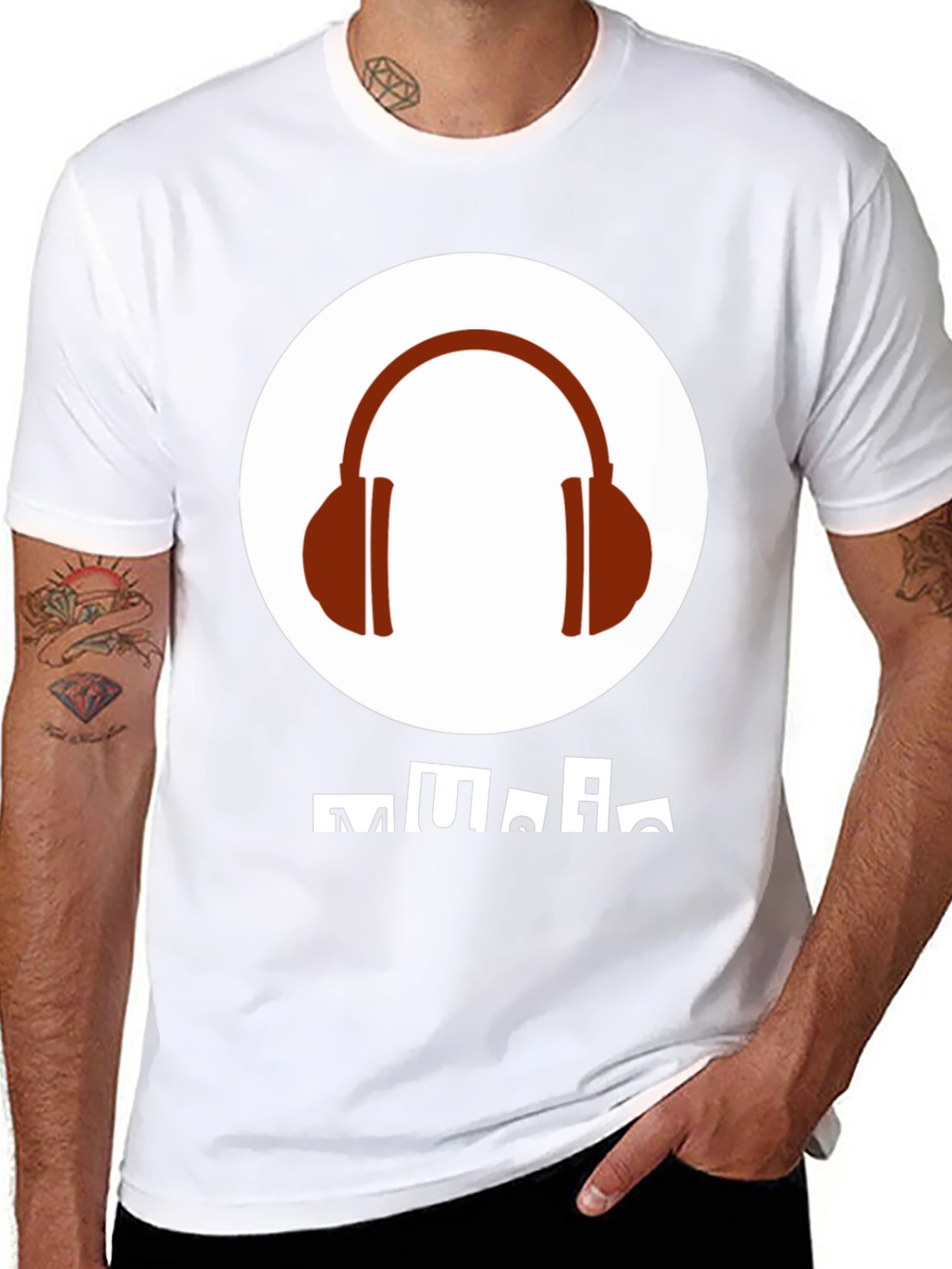 Music Lover Graphic Tee - Headphones Design