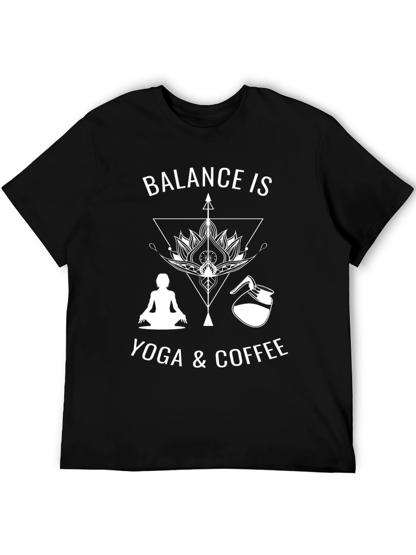 Balance is Yoga and Coffee Graphic Tee - Black