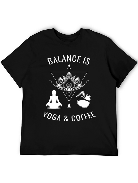 Balance is Yoga and Coffee Graphic Tee - Black