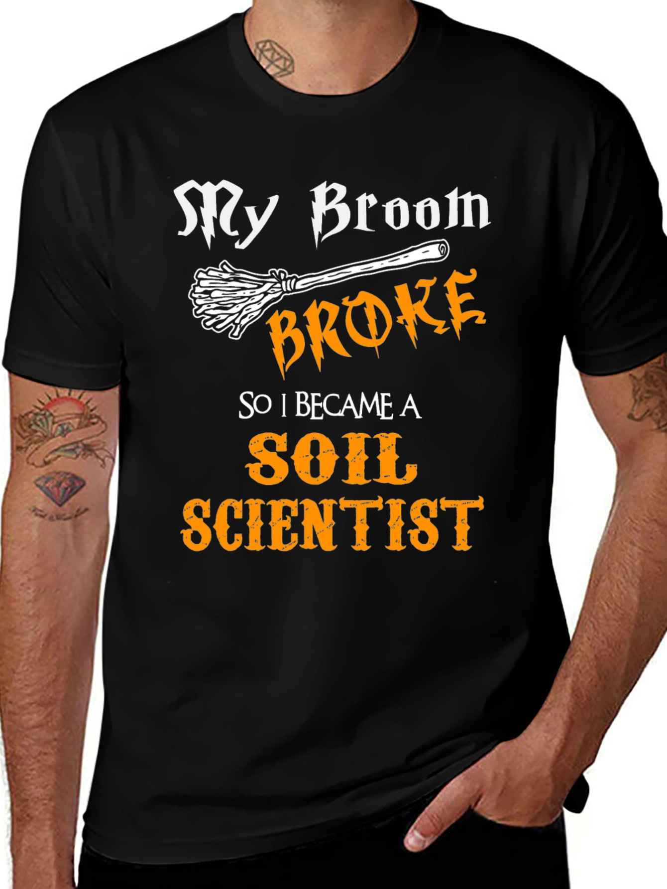 My Broom Broke Soil Scientist T-Shirt Funny Halloween Tee