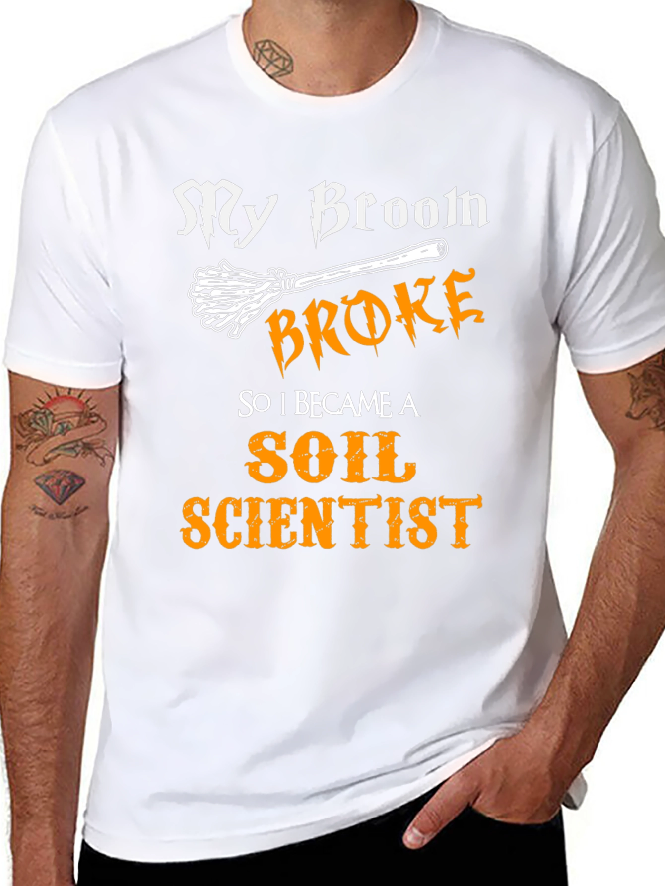 My Broom Broke Soil Scientist T-Shirt Funny Halloween Tee