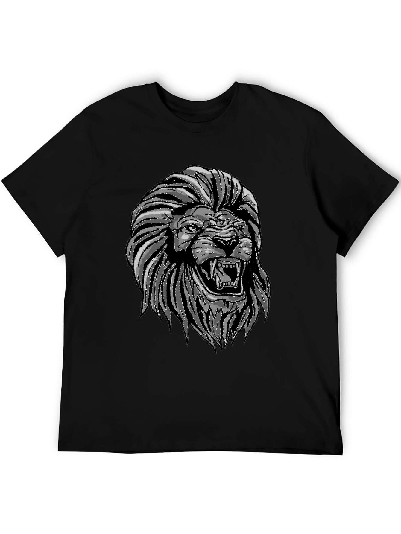 Lion Graphic Print Crew Neck T-Shirt
