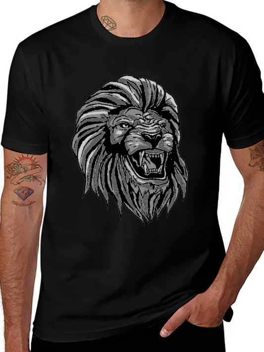 Lion Graphic Print Crew Neck T-Shirt
