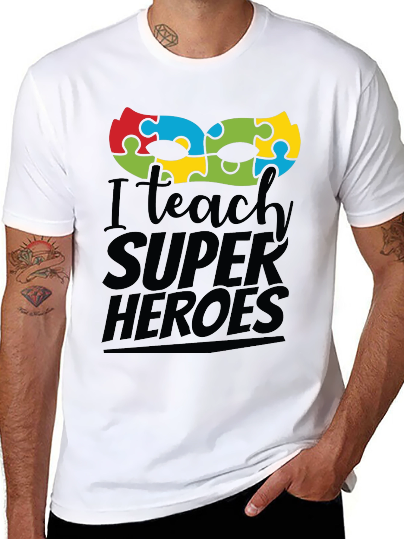 I Teach Super Heroes Autism Awareness T-Shirt