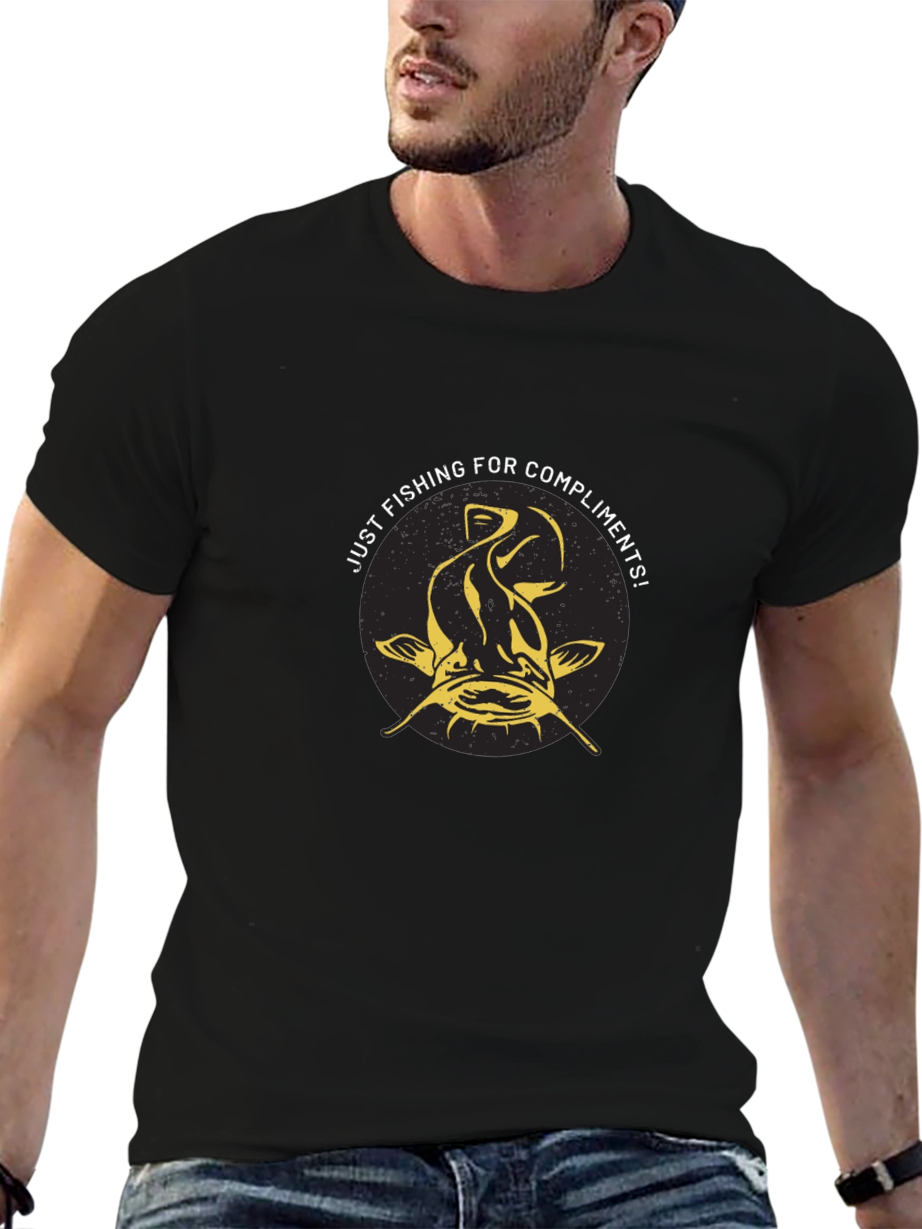 Fishing for Compliments Black T-Shirt