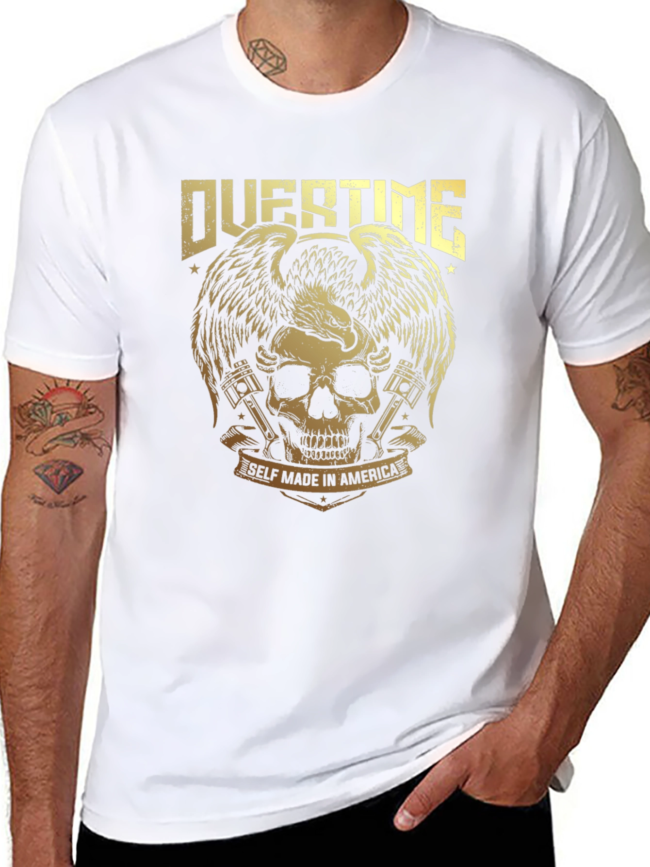 Overtime Skull & Eagle Graphic Tee - Black