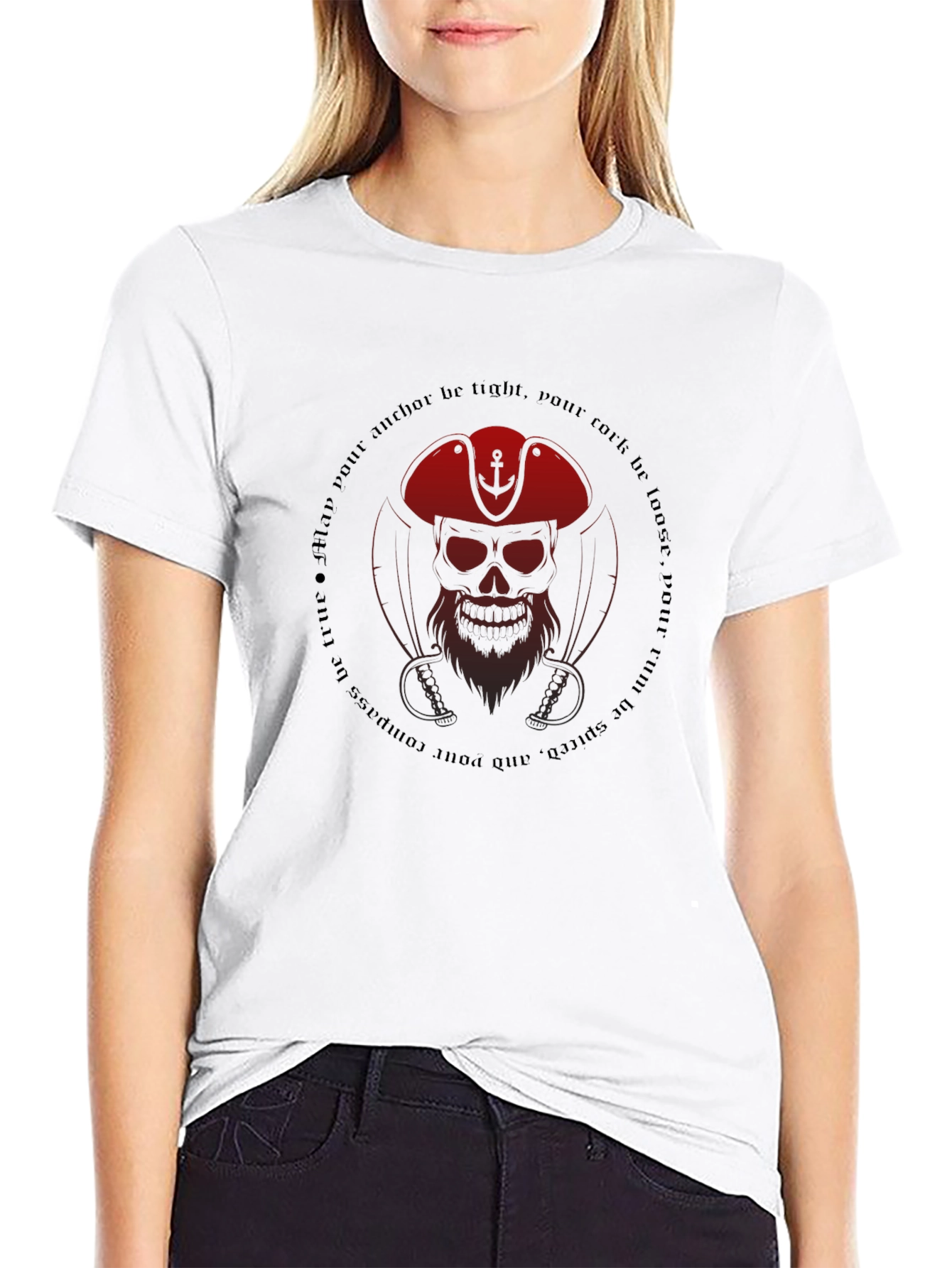 Pirate Skull Graphic Tee - Mens Black T-Shirt