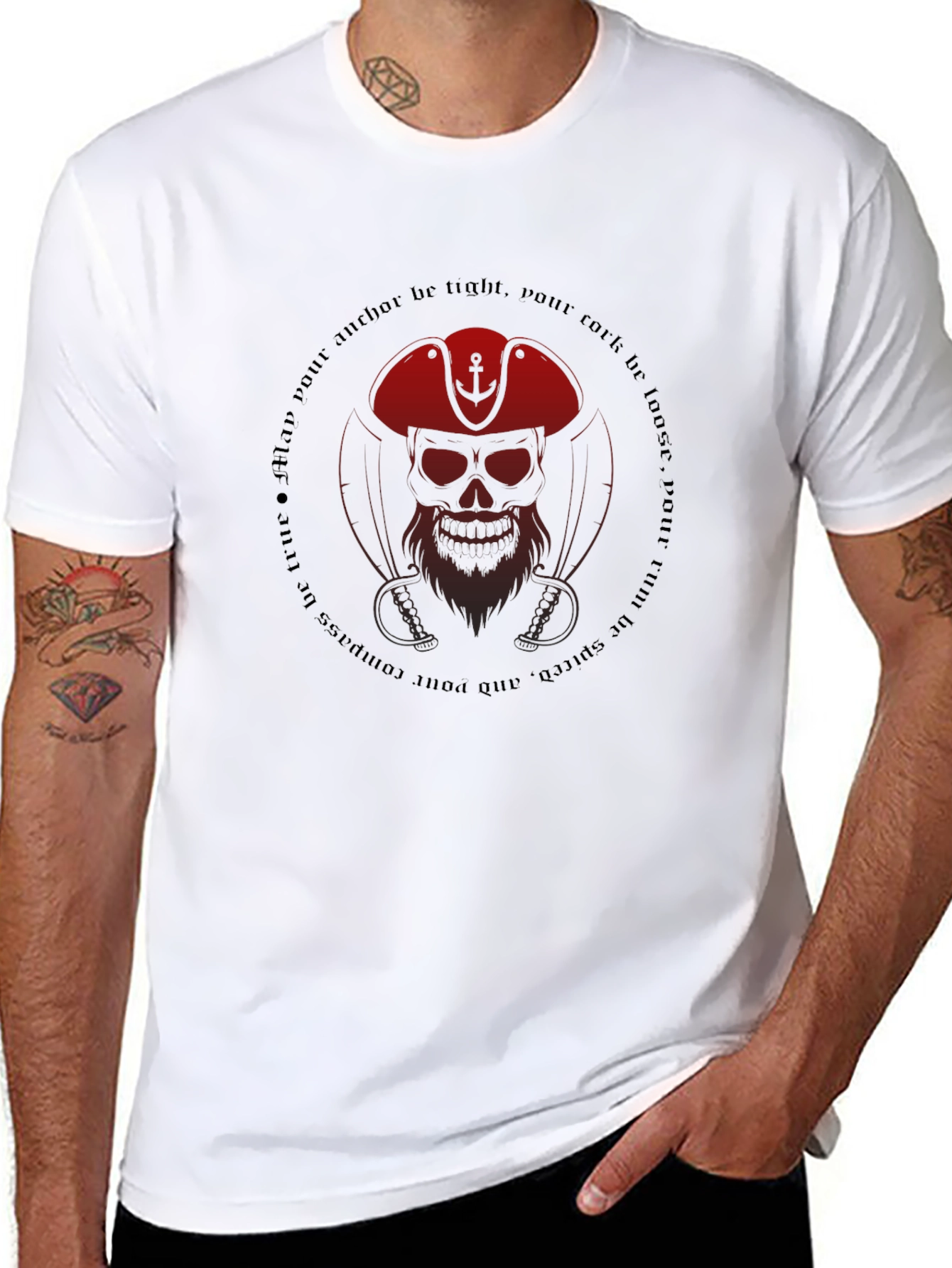 Pirate Skull Graphic Tee - Mens Black T-Shirt