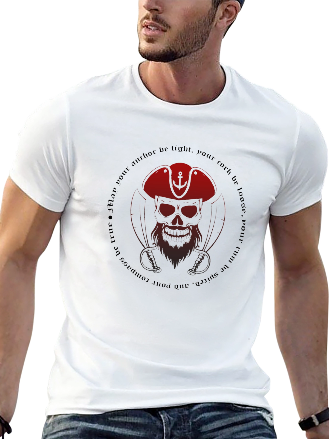 Pirate Skull Graphic Tee - Mens Black T-Shirt