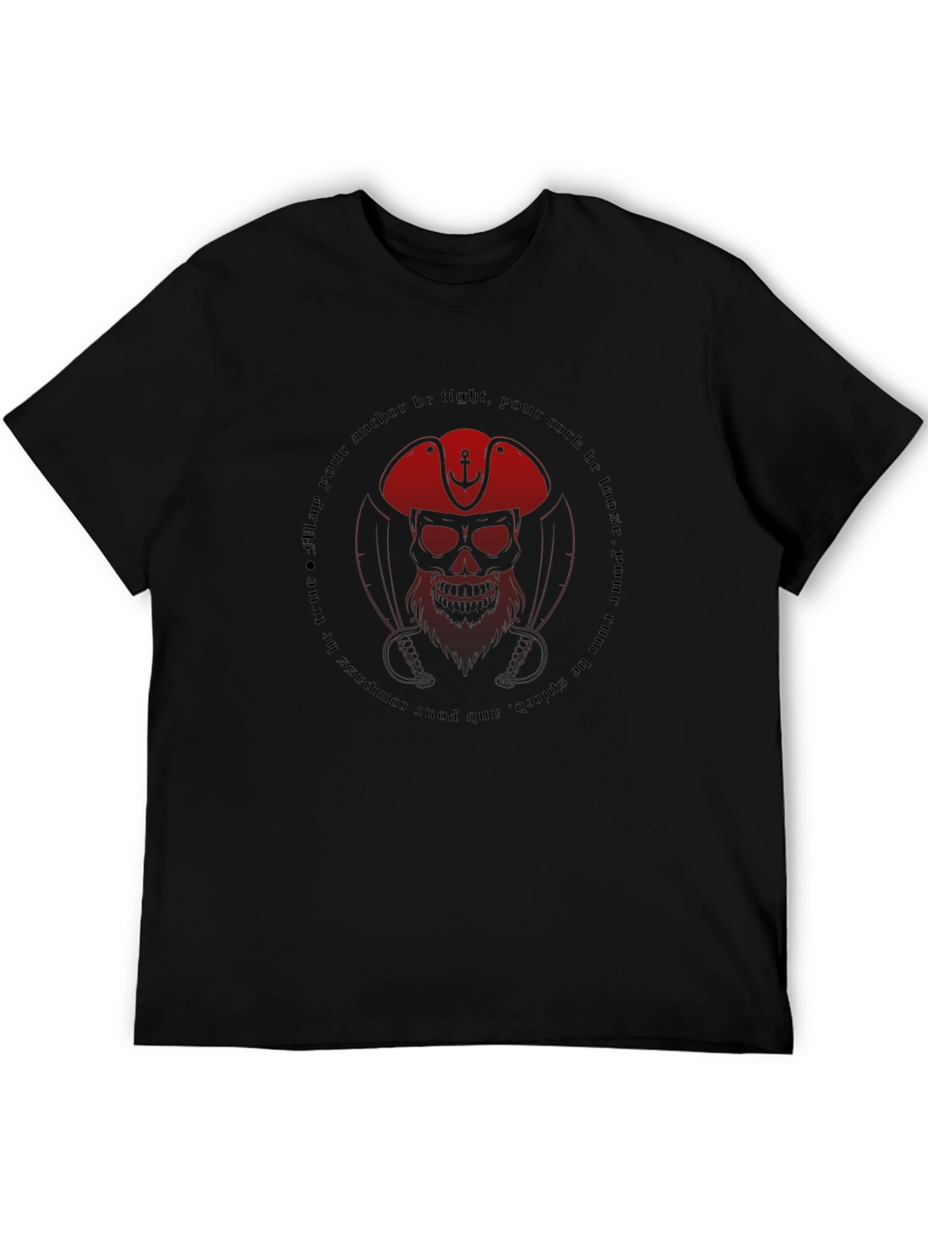 Pirate Skull Graphic Tee - Mens Black T-Shirt