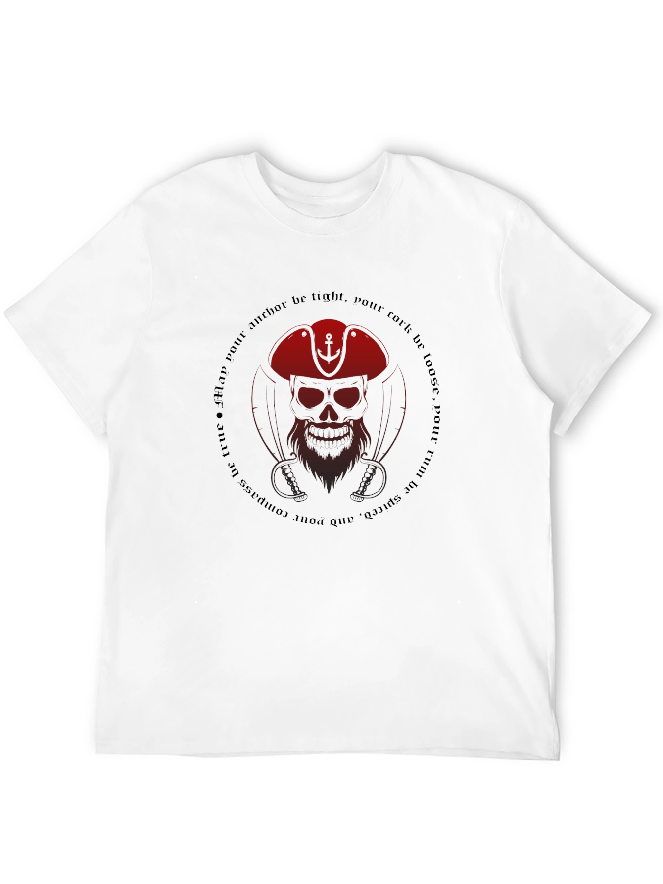Pirate Skull Graphic Tee - Mens Black T-Shirt