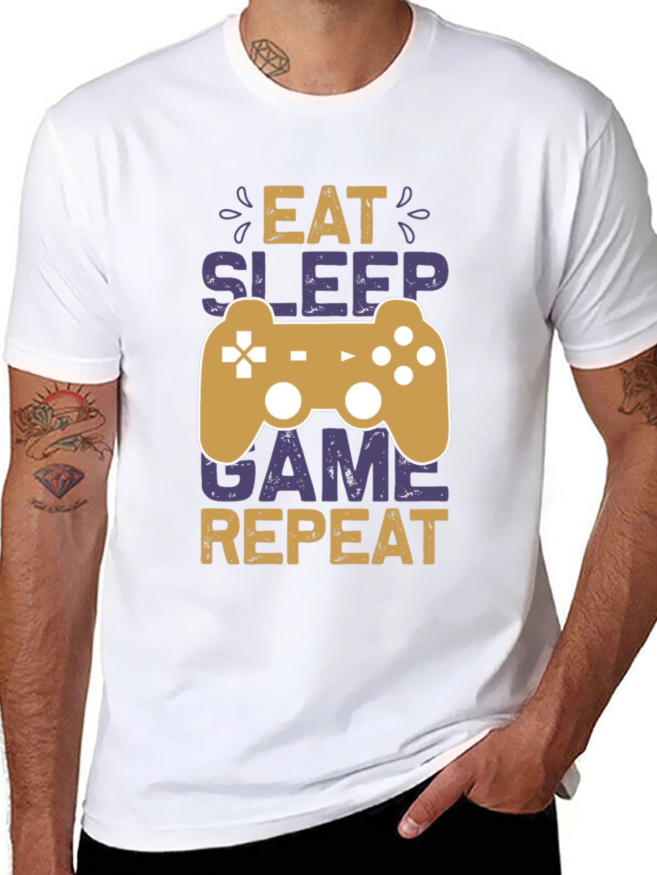 Eat Sleep Game Repeat Graphic Tee - Gamer T-Shirt