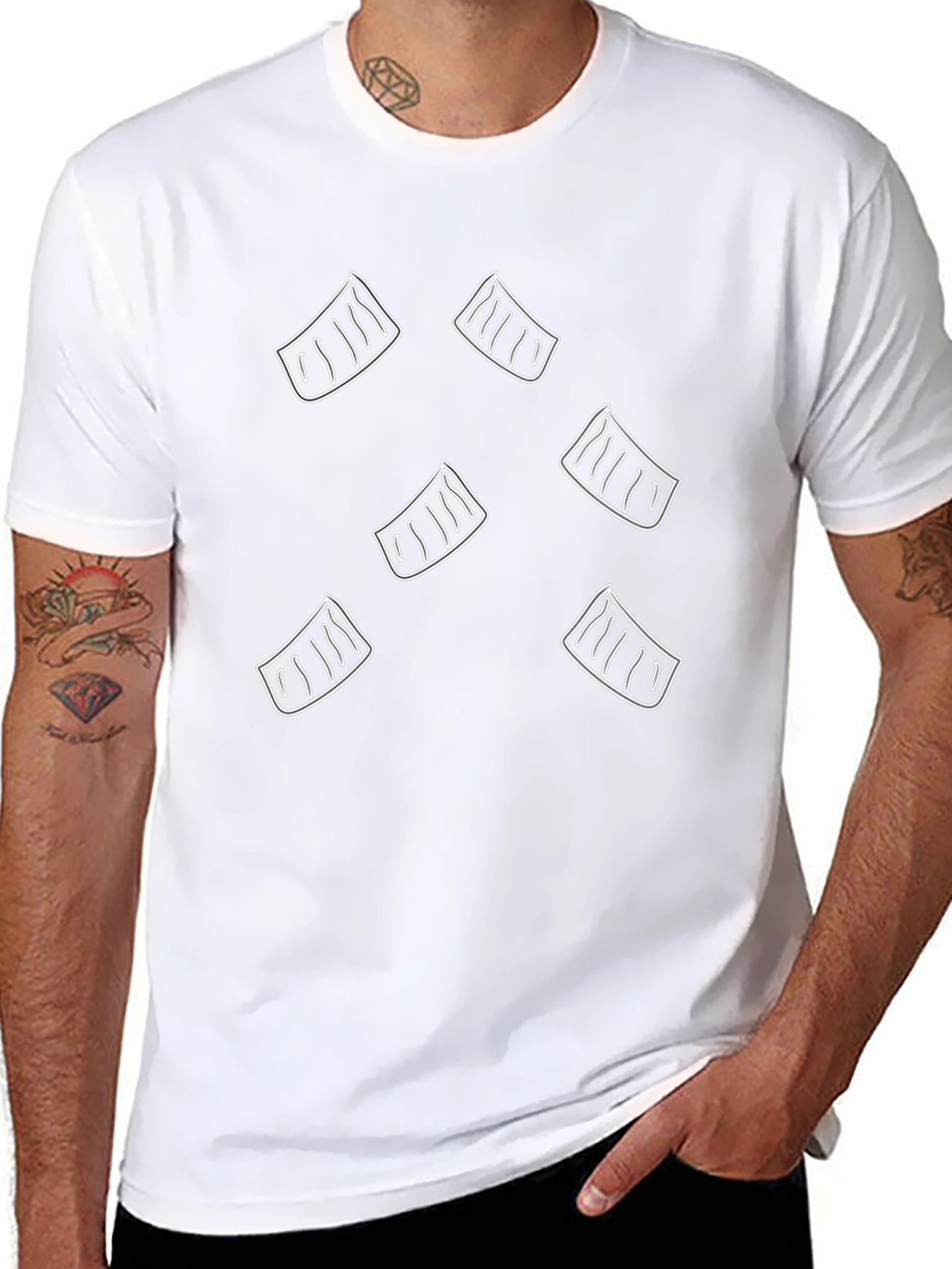 Stylish Black Tee with Unique Sushi Roll Design