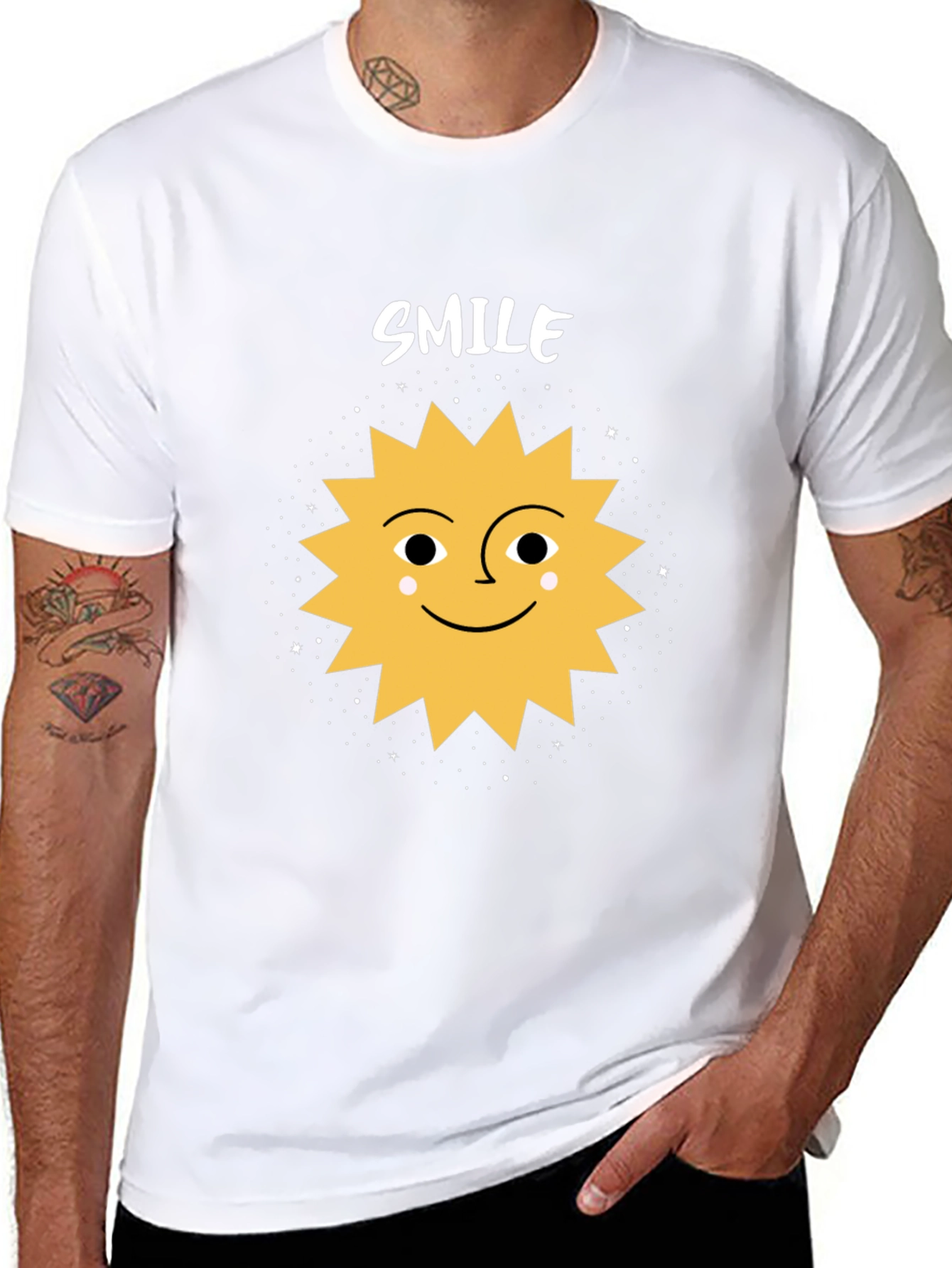 Smile Sun Graphic Tee - Black Cotton Blend Shirt