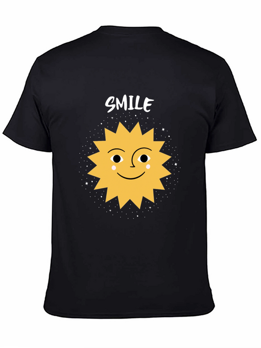 Smile Sun Graphic Tee - Black Cotton Blend Shirt