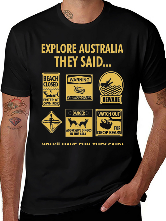 Explore Australia Warning Sign Graphic T-Shirt