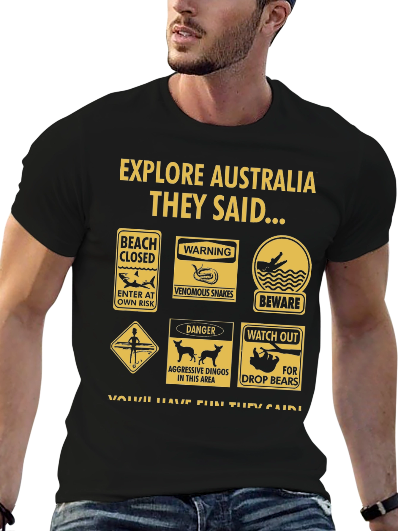 Explore Australia Warning Sign Graphic T-Shirt