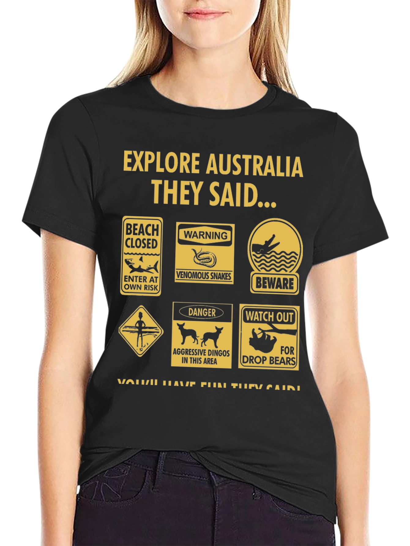 Explore Australia Warning Sign Graphic T-Shirt