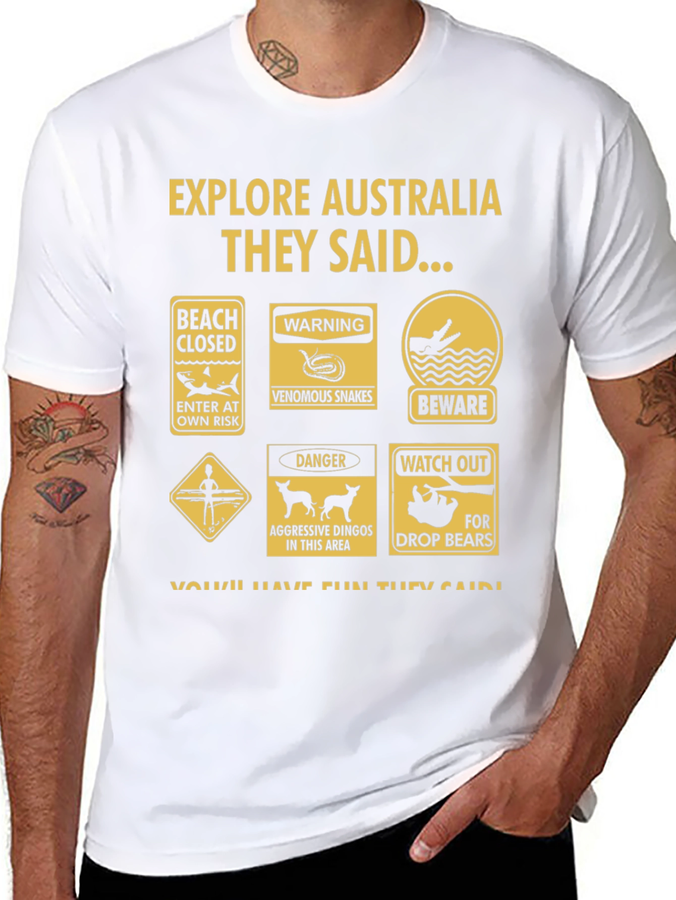 Explore Australia Warning Sign Graphic T-Shirt