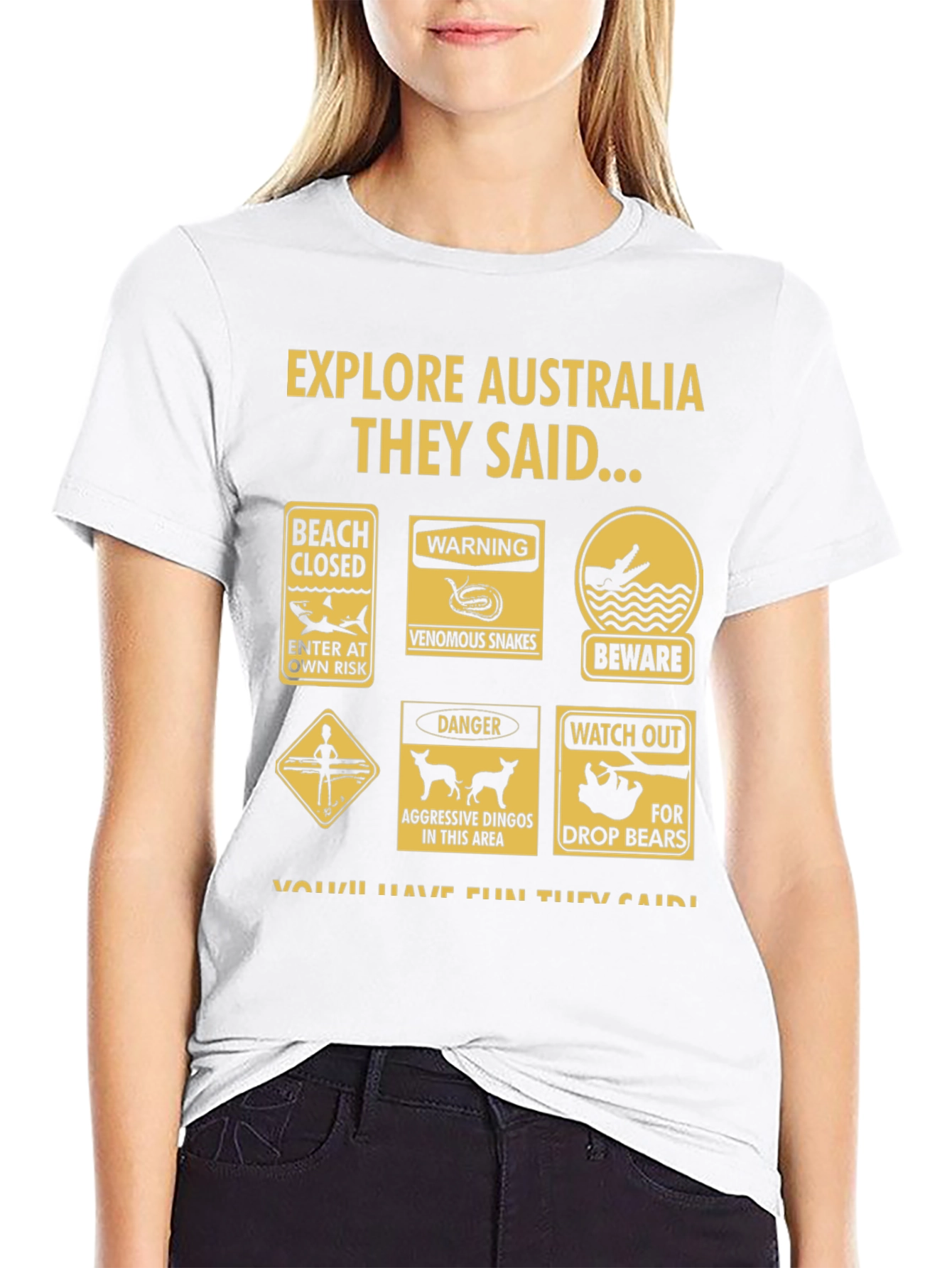 Explore Australia Warning Sign Graphic T-Shirt