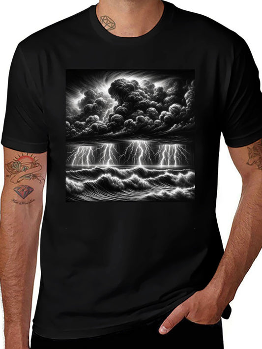 Stormy Sea Graphic T-Shirt - Black