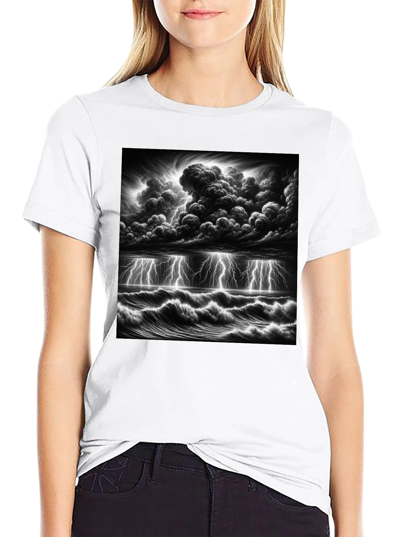 Stormy Sea Graphic T-Shirt - Black