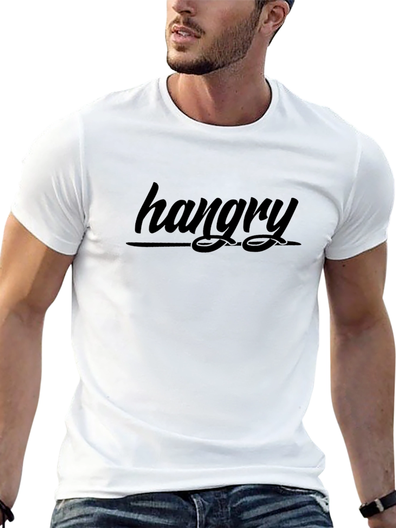 Hangry Graphic Tee - Black Cotton Casual T-Shirt