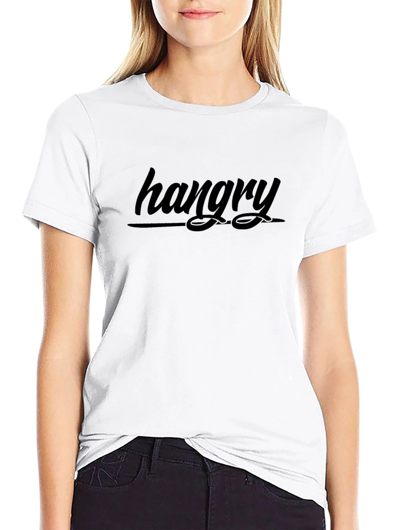 Hangry Graphic Tee - Black Cotton Casual T-Shirt