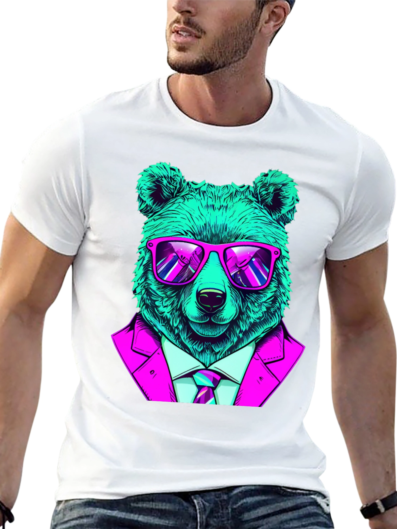 Cool Bear in Suit Graphic T-Shirt