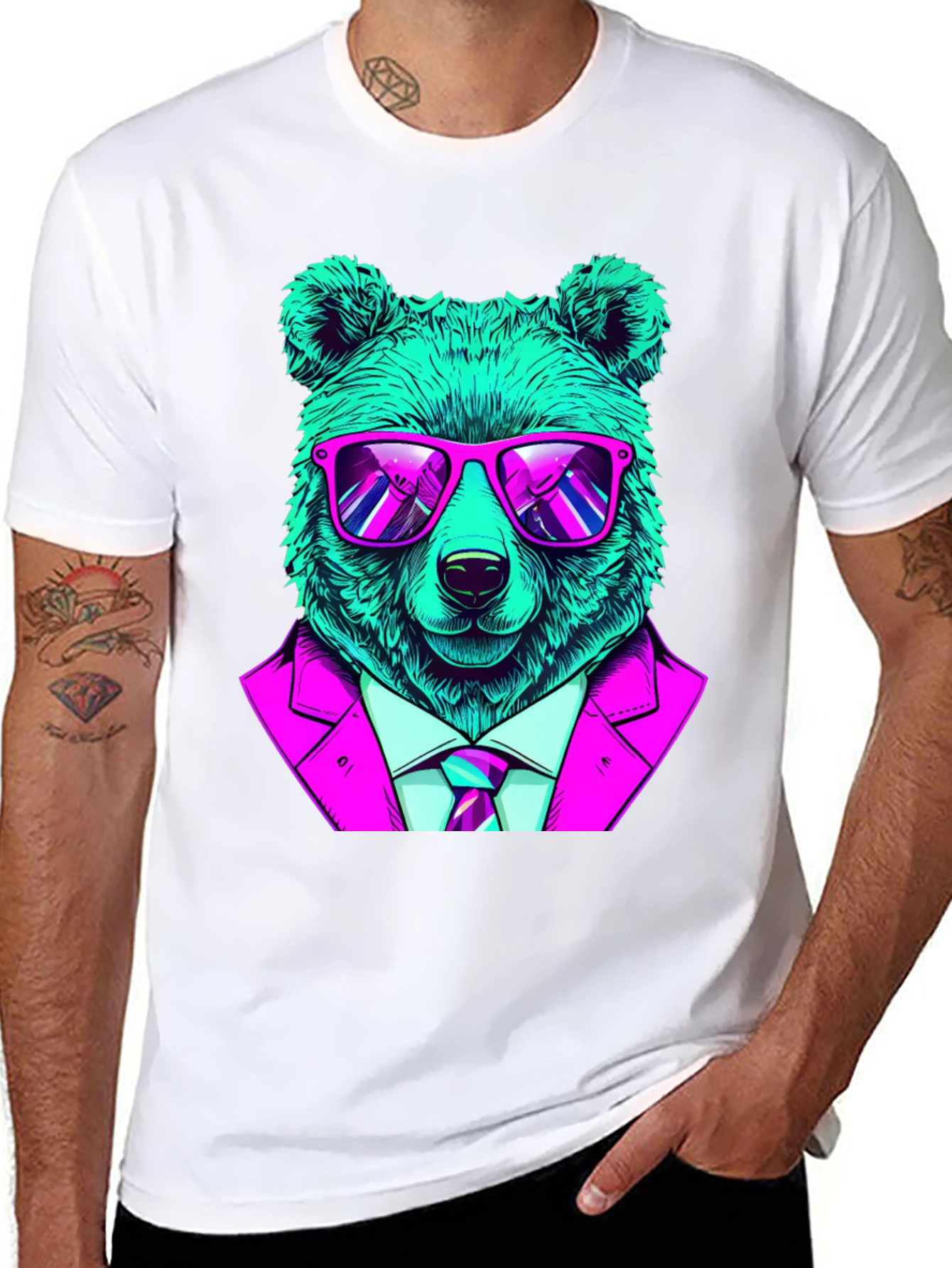 Cool Bear in Suit Graphic T-Shirt