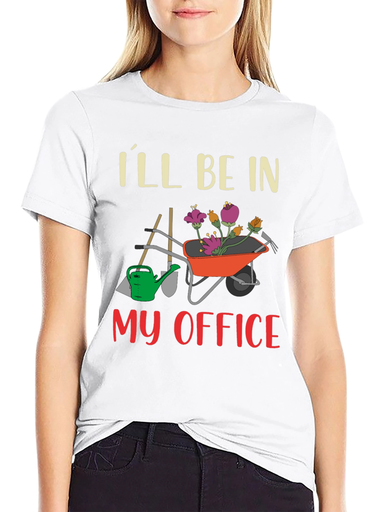 Gardening Office T-Shirt - Wheelbarrow Flowers