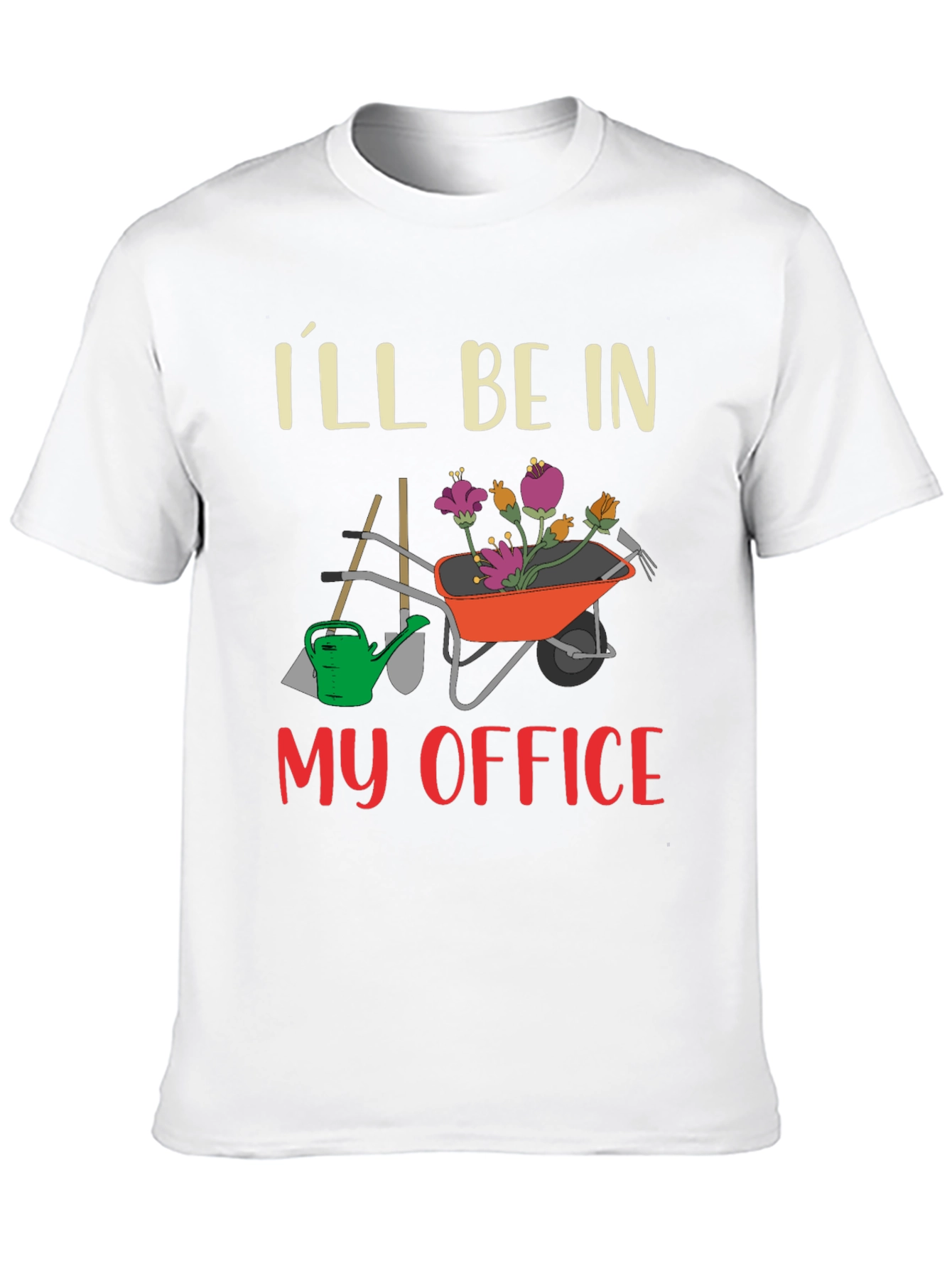 Gardening Office T-Shirt - Wheelbarrow Flowers
