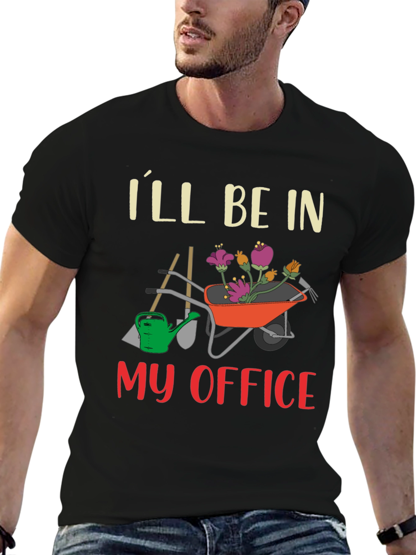 Gardening Office T-Shirt - Wheelbarrow Flowers