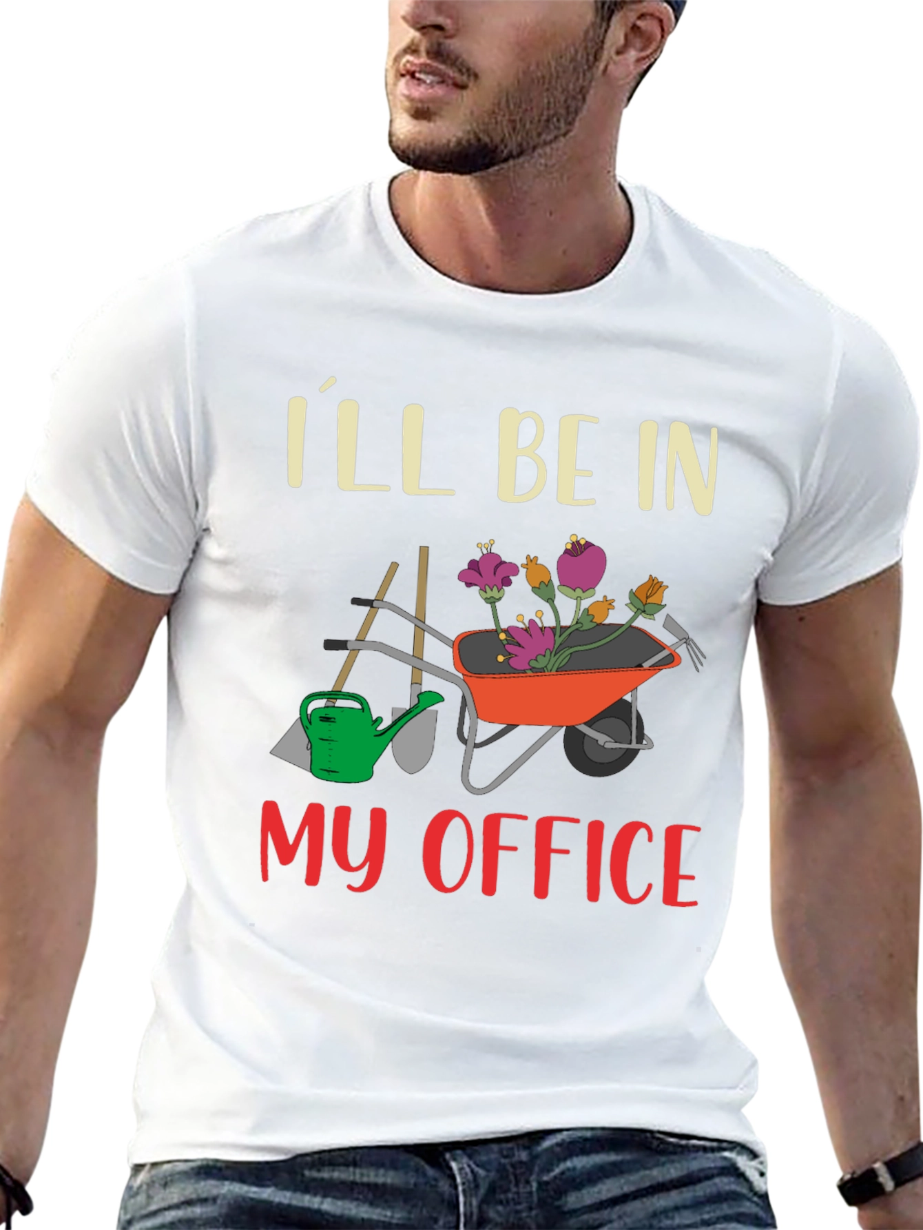Gardening Office T-Shirt - Wheelbarrow Flowers