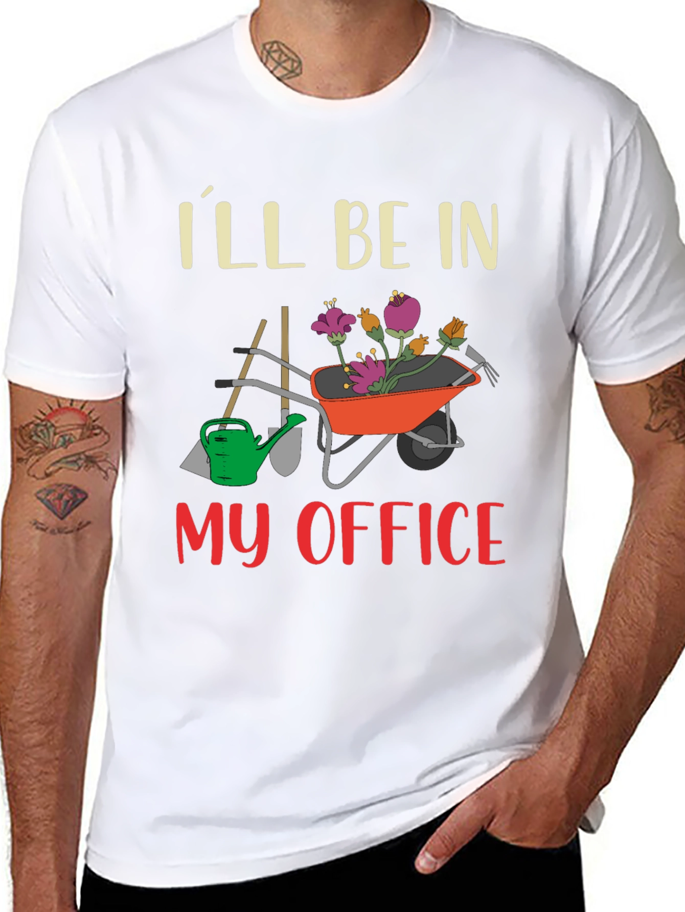 Gardening Office T-Shirt - Wheelbarrow Flowers